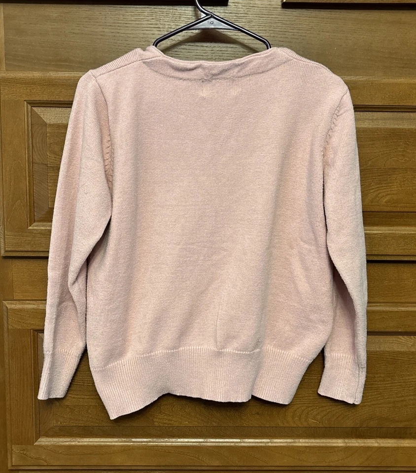 Винтажный Cat королева розовый кардиган свитер размер средний? V-образным вырезом кнопка L/S 1599 - Изображение 2 из 4