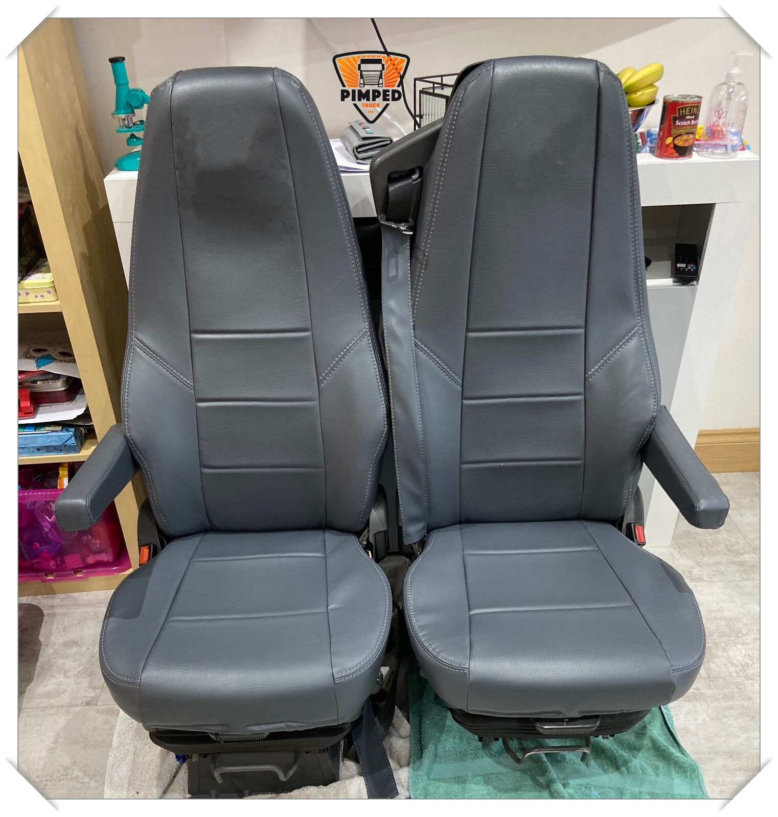 TRUCK SEAT COVERS VOLVO FH/FM 20022013 Dark Grey full ECO LEATHER