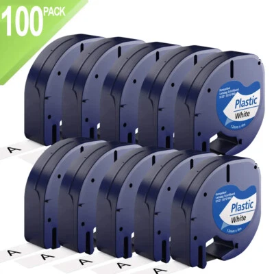 AIZREDIW komp.91221 DYMO LetraTag LT-100H XR XM 12mm schwarz auf weiß Plastic Label Tape