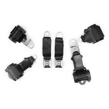 1972-1973 Corvette Dual Retractor Shoulder Seatbelt Kit PushButton Classic Black