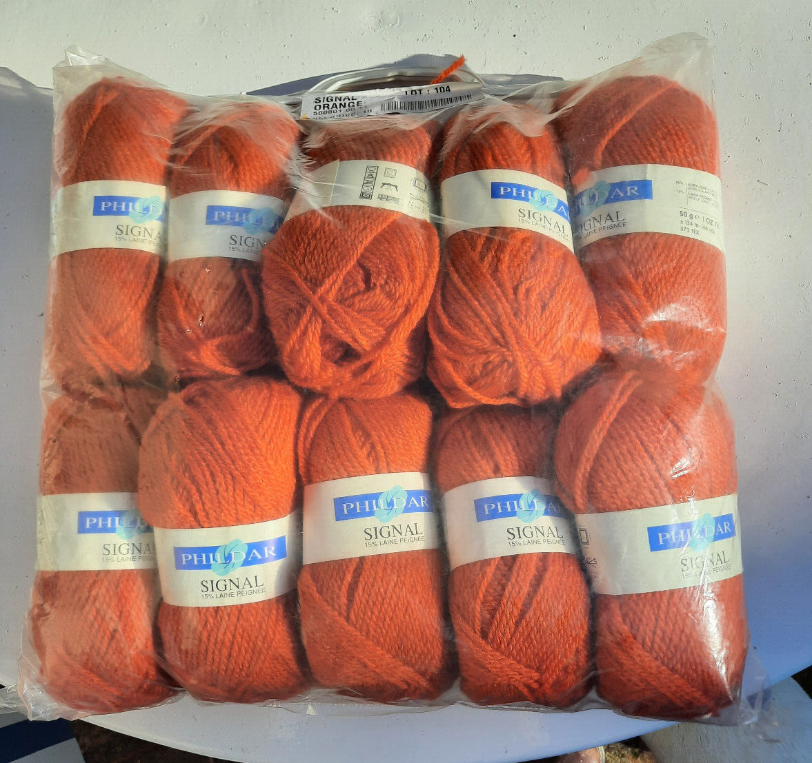 Lot De 2 Pelotes Phildar Dralon Orange - Laine Acrylique - Neuf