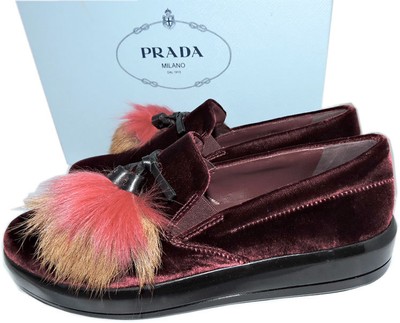furry pink prada shoes