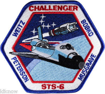 Challenger STS-6 gestickter Aufnäher 11,5 cm x 10,5 cm
