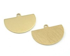 5 pcs Semi Circle Half Moon raw brass or brushed 22x16mm findings 4119-130