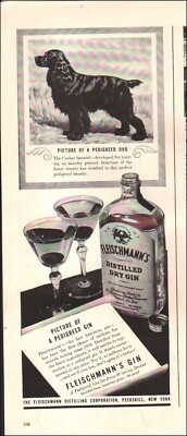 1941 Vintage ad Fleischmann's distilled dry Gin Art Cocker Spaniel   12/02/24