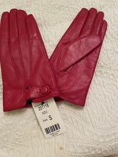 New Women  s ETCETERA Red Genuine Leather Lined Sizzle Gloves size S