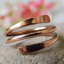 Solid Pure Copper Minimalist Healing Ring, Handmade, Unisex, Wrap Ring Plain