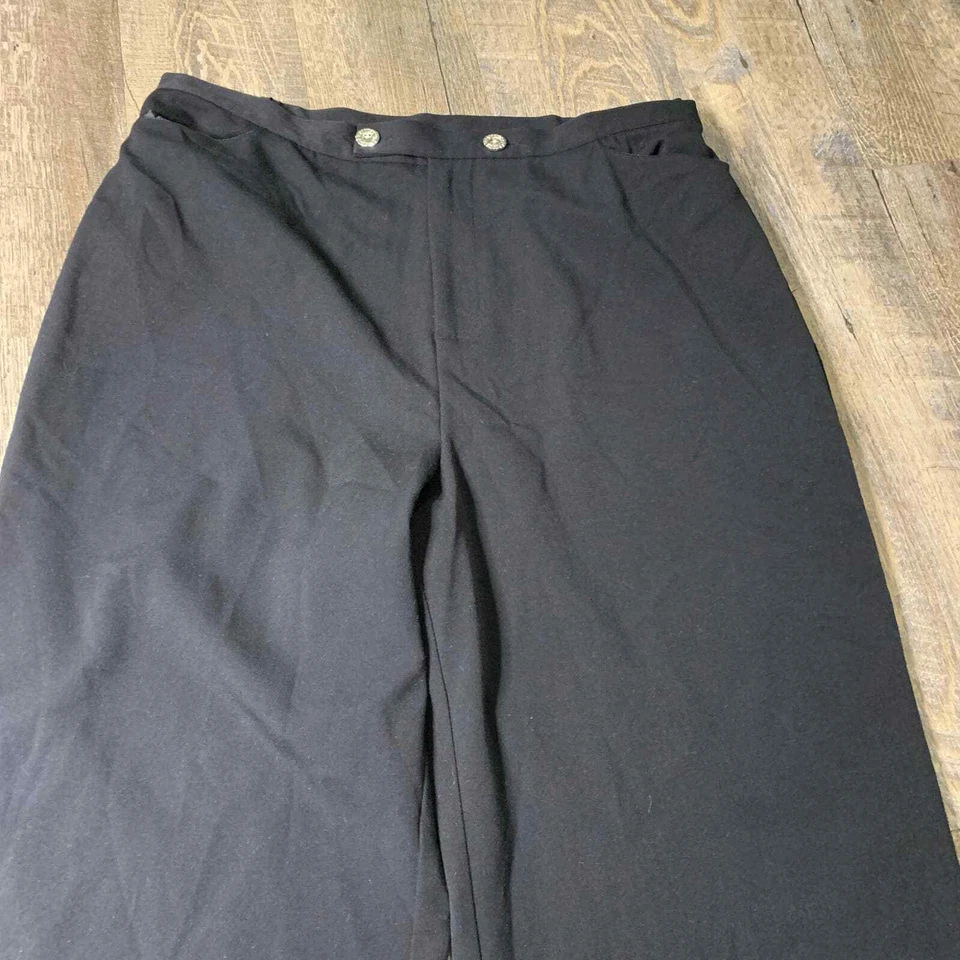 Calça Bob Mackie Feminina Tamanho XL Preta Perna Reta Elástica Bolsos Laterais - Imagem 2 de 4