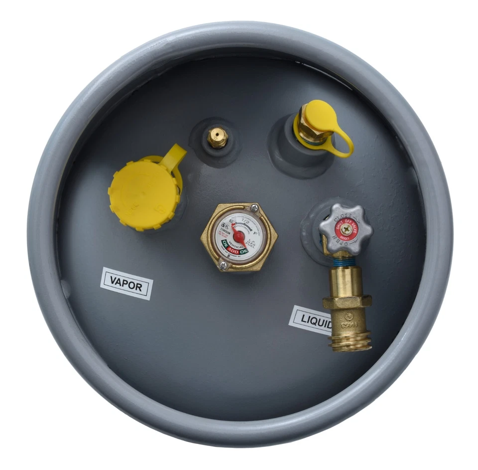 Cilindro de propano para carretilla elevadora de acero Flame King 33,5 lb con medidor y válvula de llenado Foto 4 de 4