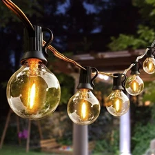 100ft Outdoor String Lights Waterproof/Connectable/Dimmable with 62 LED Shatt...