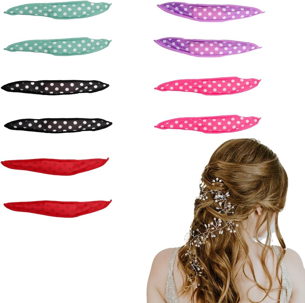 10PCS Hair Curlers- Heatless Sleep in Sponge Rollers Overnight Pillow Soft Curl