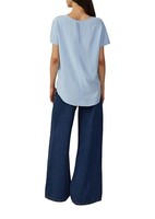 Blusenshirt Kurzarm Qs, Damen, GrößE M, Baumwolle, Blau, Oberteil