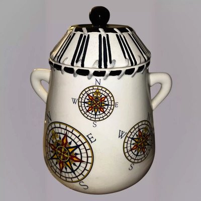Youngs Heartfelt Kitchen Creations Nautical Compass Canister Ceramic