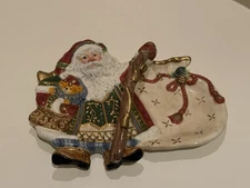 Fitz Floyd Vintage Classics Christmas Cookies Santa Candy Tray Plate Basket