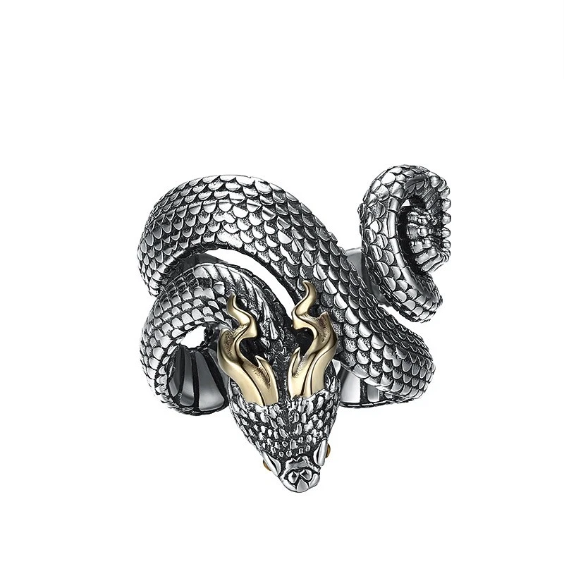 Men’s 925 Sterling Silver Coiled Snake Ring Heavy 26g Realistic Serpent Viper - Image 1 of 4
