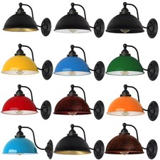 Industrielle Vintage-Wandleuchte für den Innenbereich mit farbigem Schirm E27