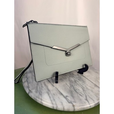 Botkier New York Cobble Hill Mint Green Pebbled Leather Wristlet Clutch Bag