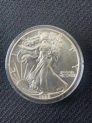 U.S. Mint American Eagle 1988 1 oz .999 Fine Silver Coin In Capsule