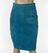 Vintage Fox Run Leather Skirt Turquoise Suede XS/S Junior 7 80’s Mod Go-go