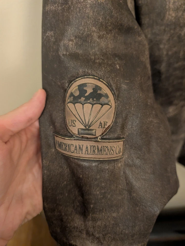 Chaqueta de Vuelo de Cuero Avirex Tipo A-2 De Colección Grande Ejército de los Estados Unidos Fuerza Aérea ANGUSTIADA Foto 3 de 3