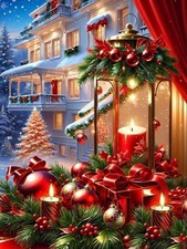 Christmas Diamond Painting Kits for Adults, Christmas Candles Diamond Art Kit...
