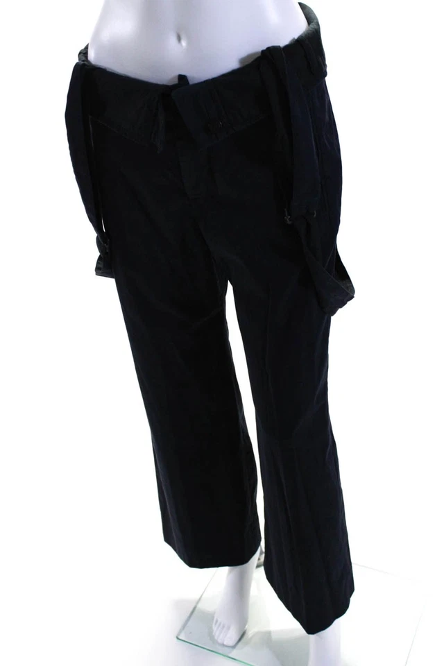 Pantalones Comptoir Des Cotonniers para mujer azul marino algodón tiro alto pierna ancha talla Foto 2 de 4