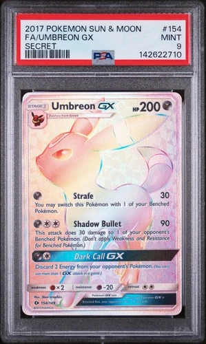 2017 POKEMON SUN & MOON SECRET #154 FULL ART/UMBREON GX PSA 9