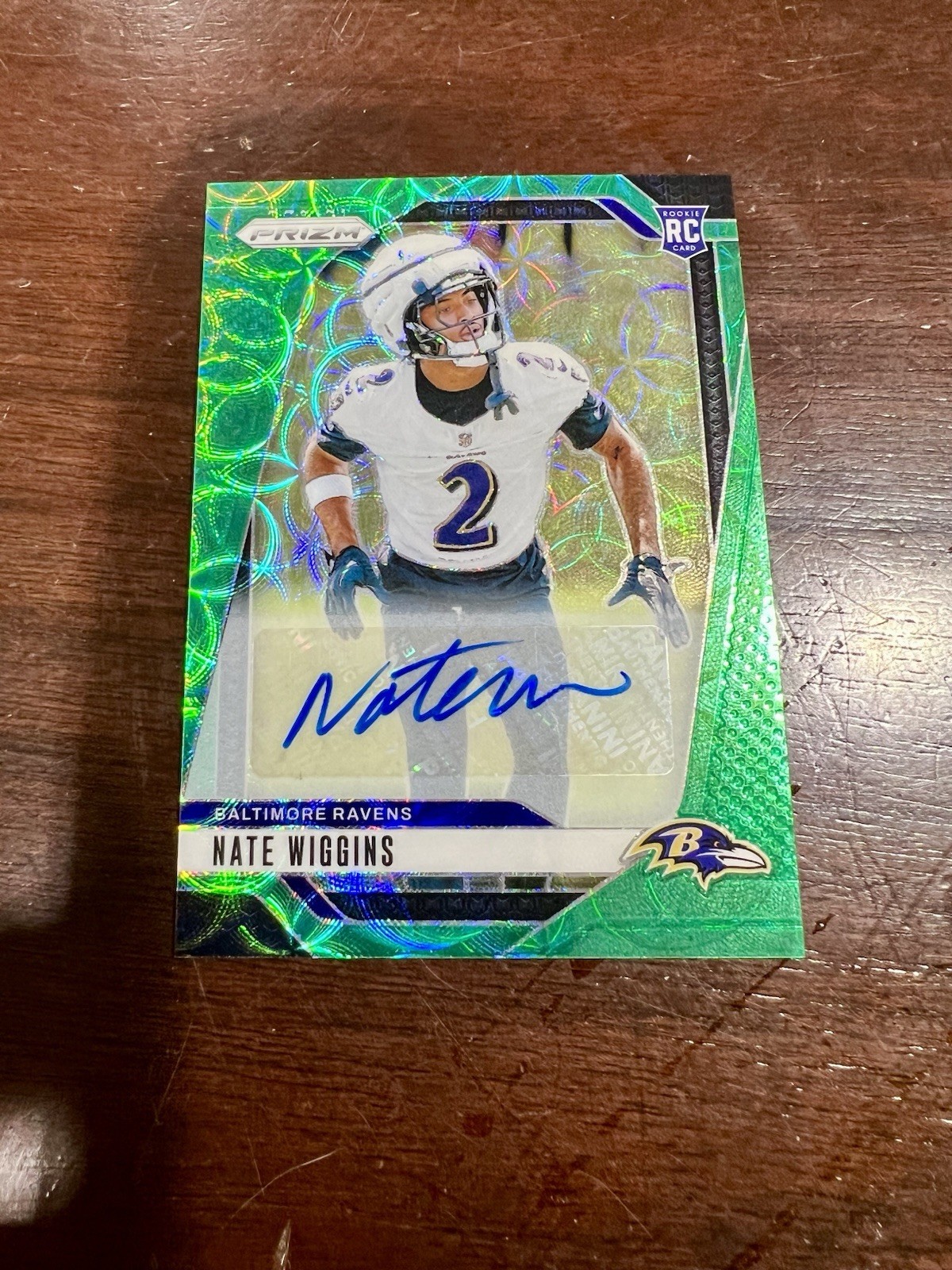 Nate Wiggins Prizm Green Scope Auto /75 Rookie SP Ravens 2024 RC