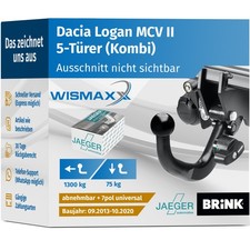 ANHÄNGERKUPPLUNG für Dacia Logan MCV II 13-20 abnehmbar BRINK +7pol E-Satz ABE