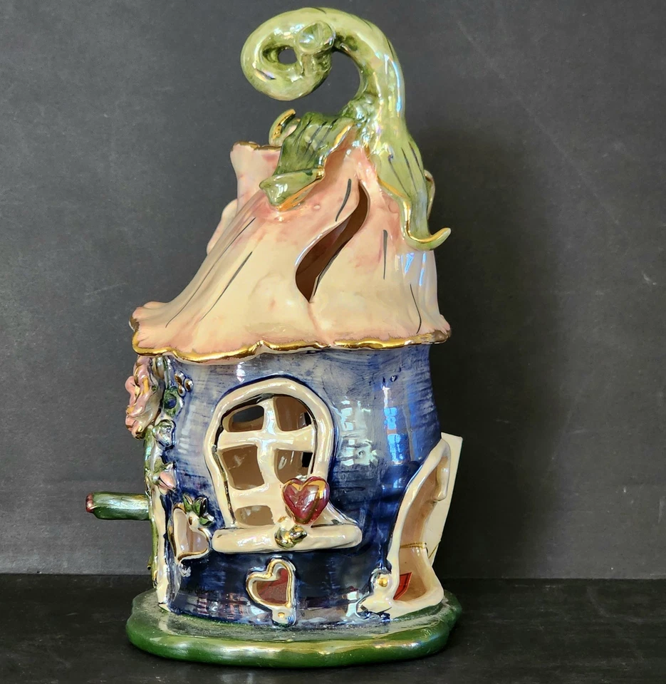 Blue Sky Clayworks Fairy Blossom Birdhouse by Heather Goldminc Candle Holder - Image 4 of 4