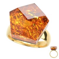 Cavill Ring Damen Sterling Silber Vergoldet 8,00Ct Cognac Bernstein Mosaik