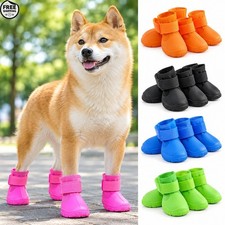 4pcs Waterproof Dog Shoes Anti-Slip Rain Snow Boots Booties for Small Medium Dog