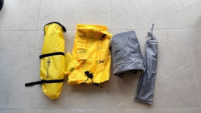 BattlBox 1-Person Backpacking Tent Bivy 3-Season Trekking Pole Yellow Gray Used