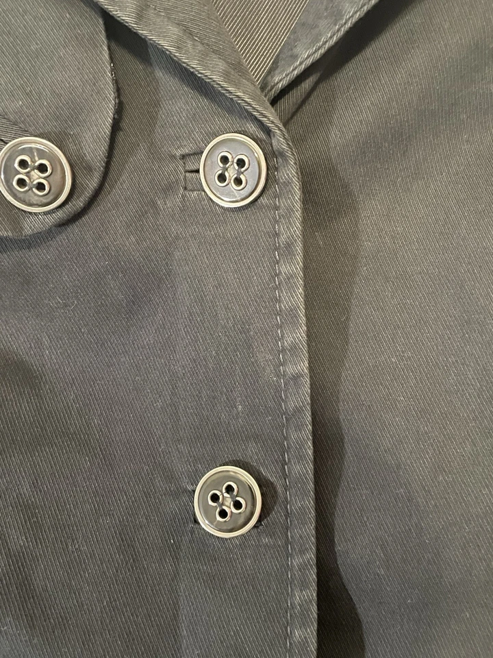 Gabardina Karen Millen Botón Manga Larga Mezcla Algodón Negro Londres Mujer EE. UU. 10 Foto 4 de 4