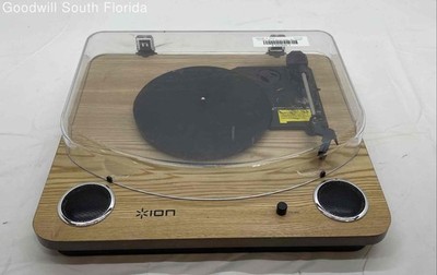 Ion Audio Black Brown Max LP Record Player Direct Drive Turntable Not Tested