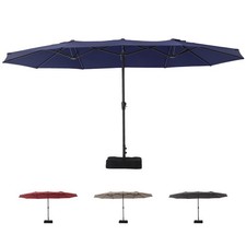 15 Ft Double Canopy Patio Umbrella with Base,Extra Large Outdoor Market Umbrella