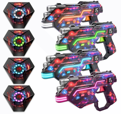 Laser Tag Guns Set of 4 w/ LED Vests Barrel Outdoor Game