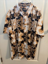 Baroque Gold Stretch Button Down Dress Shirt Size 4XL Big & Tall