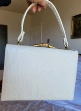 Vintage White Ostrich Handbag 60s