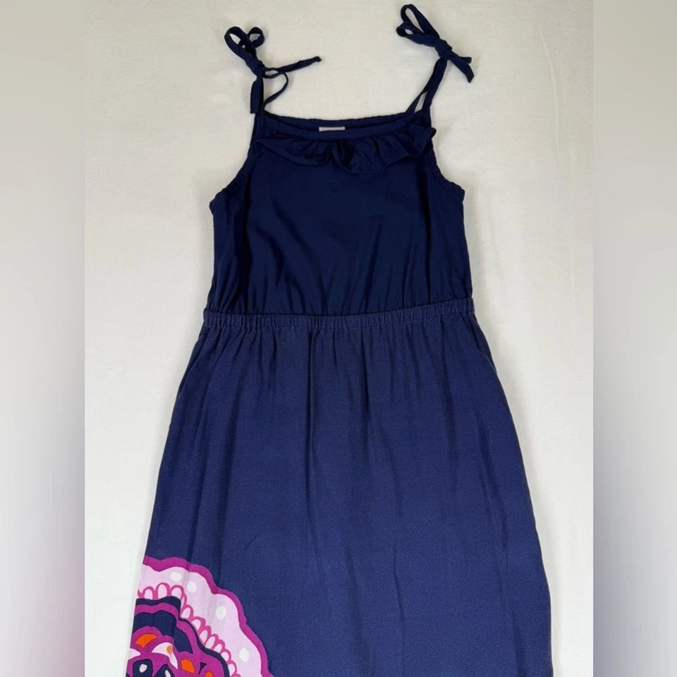 GYMBOREE Girl Navy Floral Maxi Dress 6 Boho Summer Retro 2016 Bold Sundress Y2K - Image 2 of 4