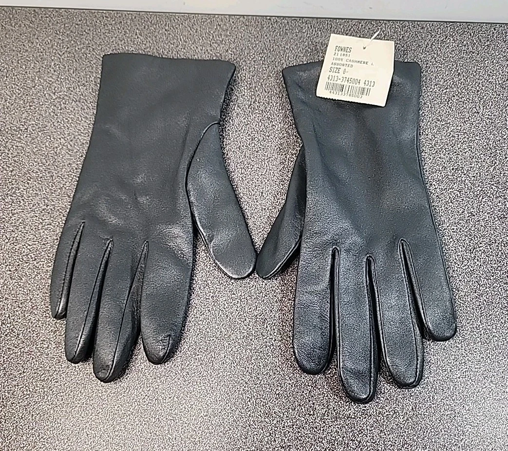 Women's Fownes Thinsulate Leather/Cashmere Grey Gloves Size 8