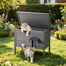 Insulated Cat House w/ 30W Heated Pad, PVC Flap Door, 34.5" x 21.5" x 27.2"