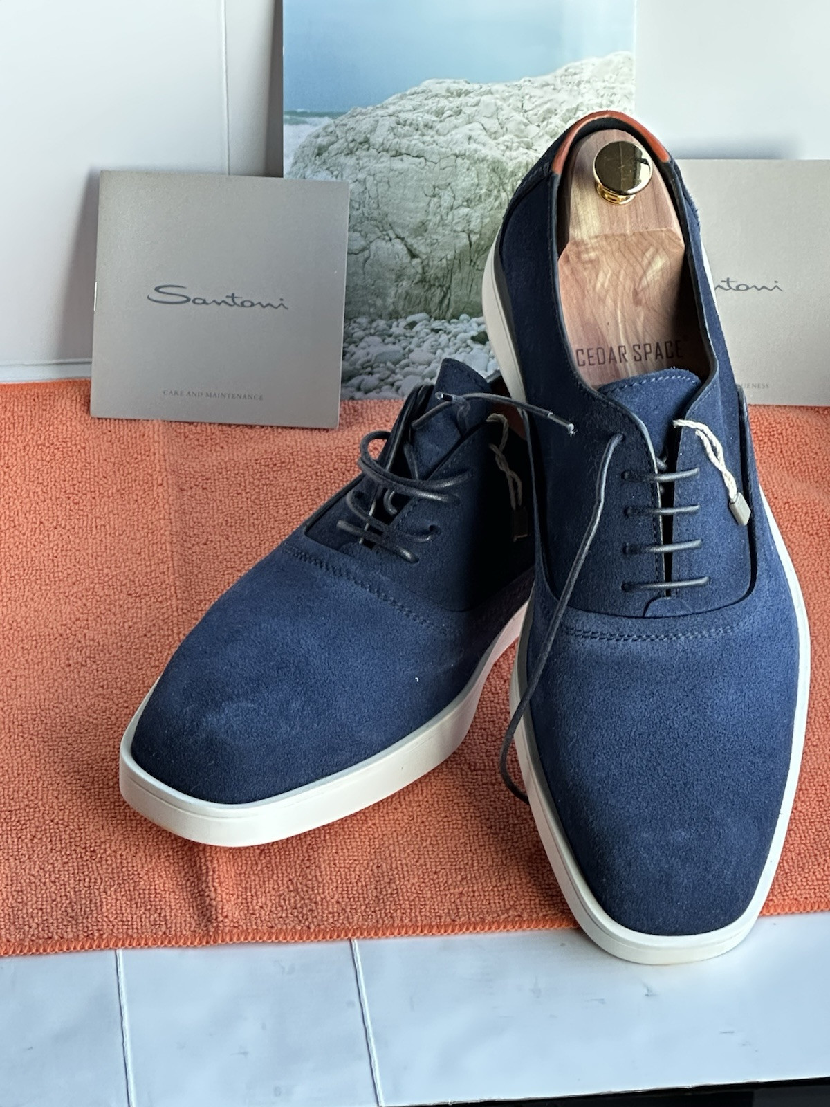 SAOLA $789.00 Santoni scarpe uomo moda lase up derby scamosciate taglia 11.5 US 44.5 EU