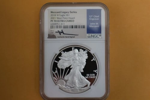 2018-W American Silver Eagle NGC PF70 JOHN MERCANTI 2021 HOARD