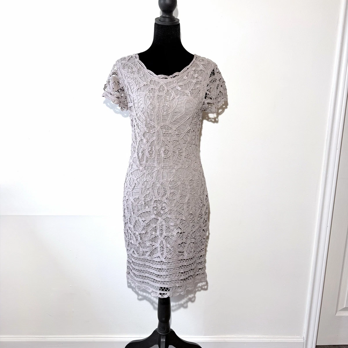 inc crochet dress INC black gold crochet dress fully lined size large