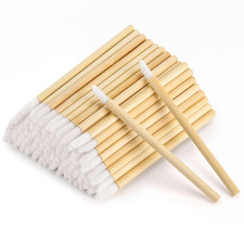 100Pcs Disposable Bamboo Handle Lip Brushes Lipstick Lip Gloss Wands Applicator