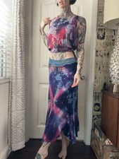 Vtg 70s Bila Of California 2 Piece Skirt Set Tie Dye Festival Woodstock Groovy M