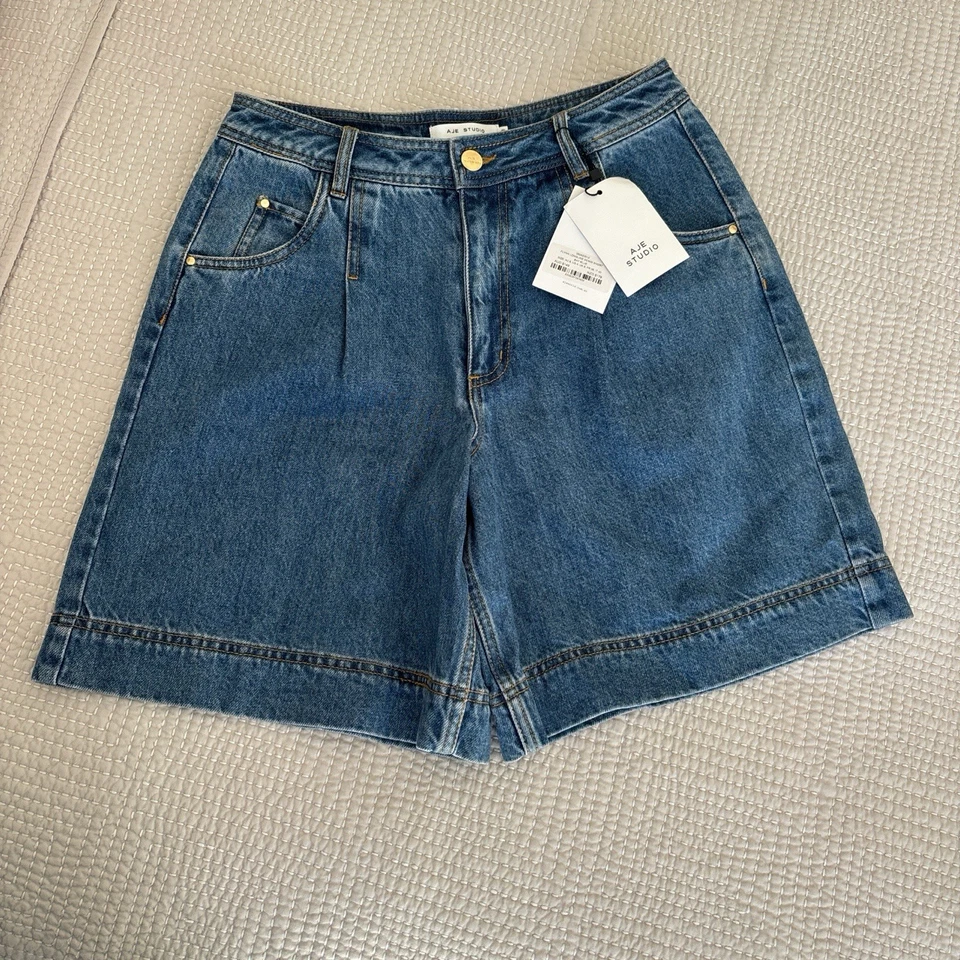 Preloved AJE Studio Flynn Longline Denim Shorts Excellent Condition BNWT Size 8 - image 2 of 4