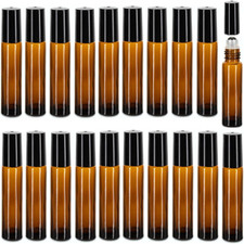 20Pcs 10 Ml Essential Oil Glass Roller Bottles with Roller Balls and Lids, Leak