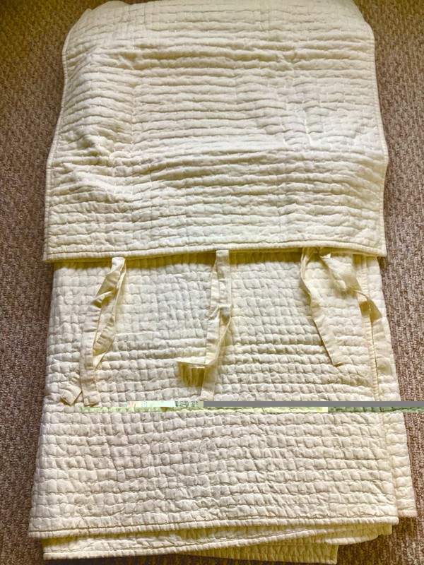 Pottery Barn Pick- Stitch Yellow & 1 EuroPillow Sham Linen Cotton 90 X 85